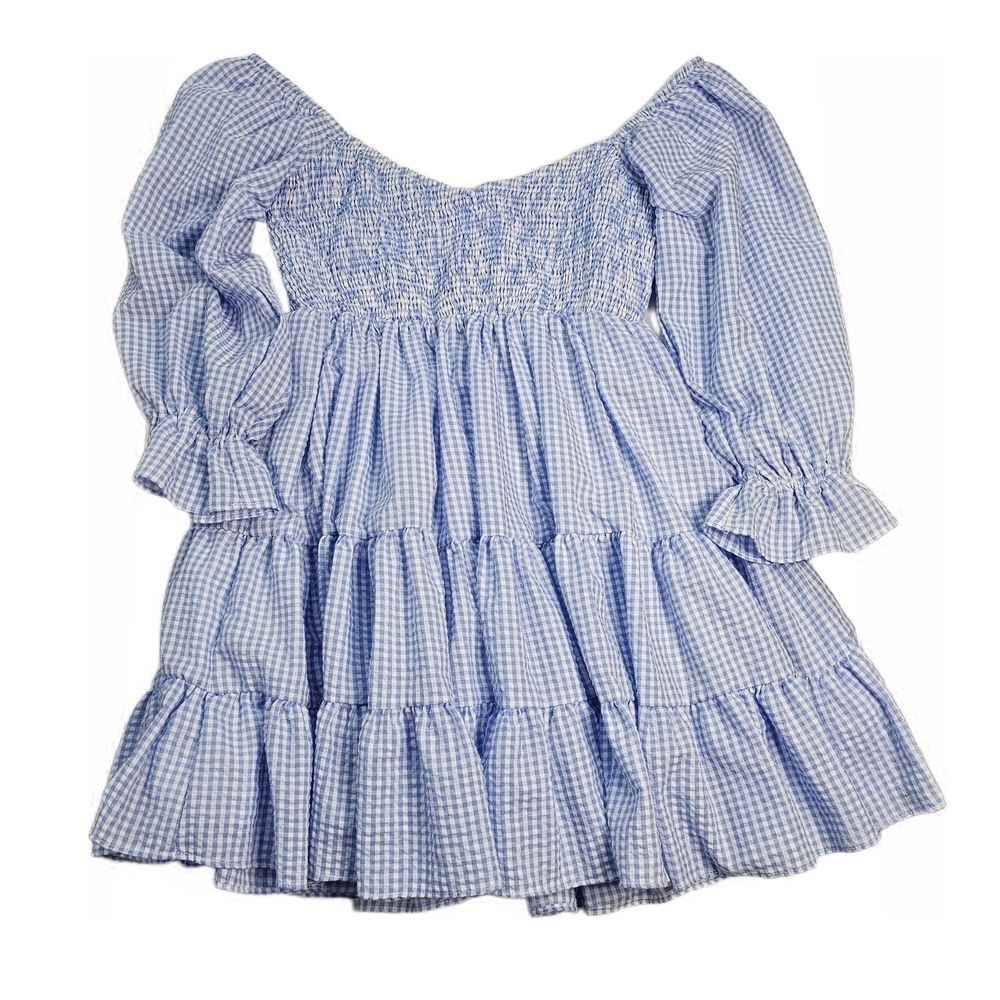Mable Gingham Babydoll Cottagecore Ruffle Mini Flirty Dress - Picture 6 of 14
